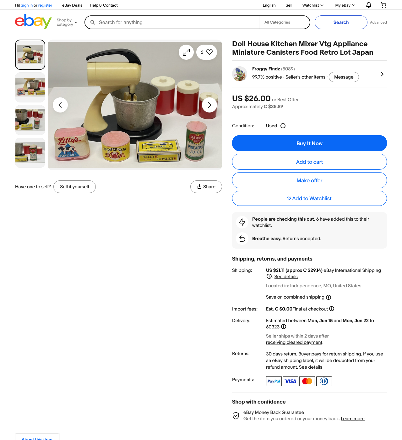 Vintage Dollhouse Miniature Kitchen Mixer Tiny Appliance